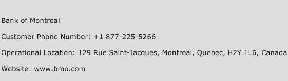 Bank of Montreal Phone Number Customer Service