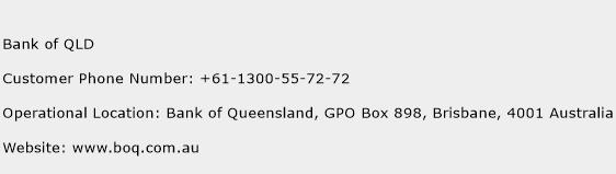 Bank of QLD Phone Number Customer Service