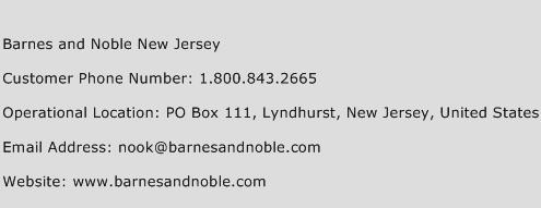 Barnes and Noble New Jersey Phone Number Customer Service
