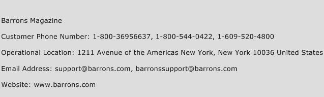 Barrons Magazine Phone Number Customer Service