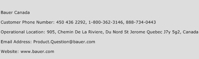 Bauer Canada Phone Number Customer Service