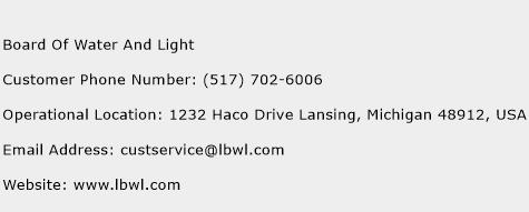 Board Of Water And Light Phone Number Customer Service