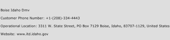 Boise Idaho Dmv Phone Number Customer Service