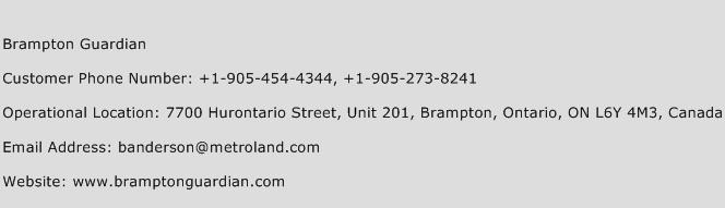 Brampton Guardian Phone Number Customer Service