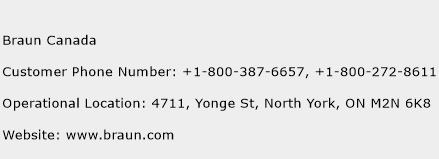 Braun Canada Phone Number Customer Service