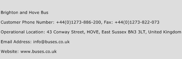 Brighton and Hove Bus Phone Number Customer Service