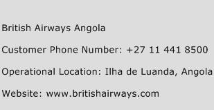 British Airways Angola Phone Number Customer Service