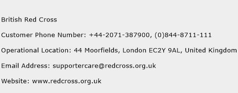 British Red Cross Phone Number Customer Service
