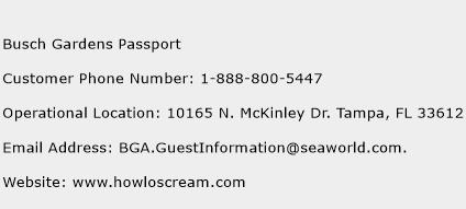 Busch Gardens Passport Phone Number Customer Service