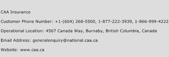 CAA Insurance Phone Number Customer Service