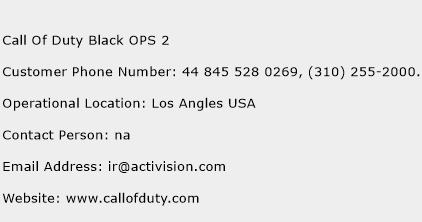 Call Of Duty Black OPS 2 Phone Number Customer Service