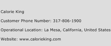 Calorie King Phone Number Customer Service