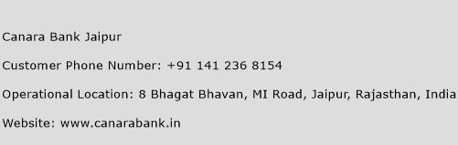 Canara Bank Jaipur Phone Number Customer Service