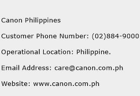 Canon Philippines Phone Number Customer Service