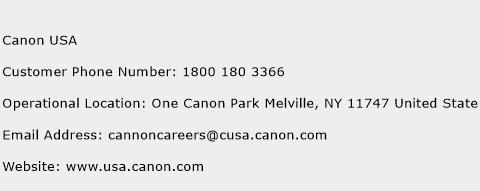 Canon USA Phone Number Customer Service