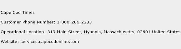 Cape Cod Times Phone Number Customer Service