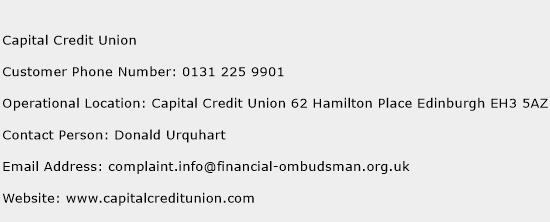 Capital Credit Union Phone Number Customer Service