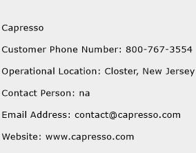 Capresso Phone Number Customer Service