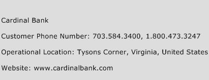 Cardinal Bank Phone Number Customer Service