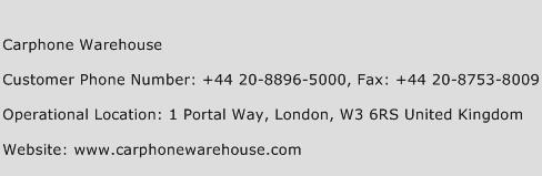 Carphone Warehouse Phone Number Customer Service