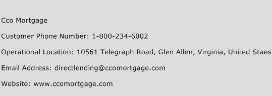 Cco Mortgage Phone Number Customer Service