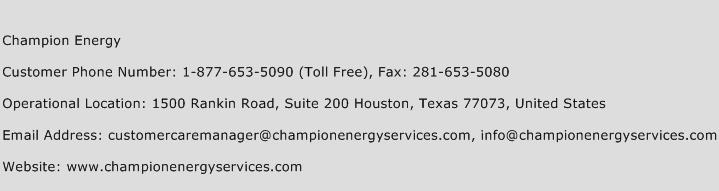 Champion Energy Phone Number Customer Service