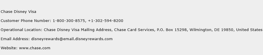 Chase Disney Visa Phone Number Customer Service