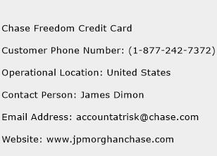Chase Freedom Credit Card Phone Number Customer Service