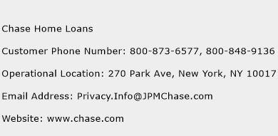 Chase Home Loans Phone Number Customer Service