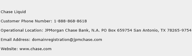 Chase Liquid Phone Number Customer Service