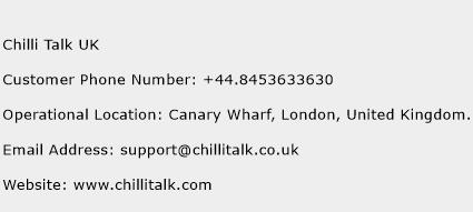 Chilli Talk UK Phone Number Customer Service