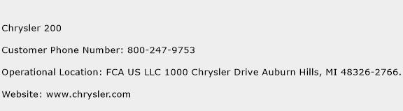 Chrysler 200 Phone Number Customer Service