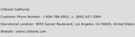 Citibank California Phone Number Customer Service