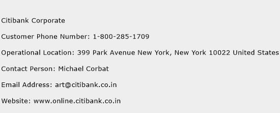 Citibank Corporate Phone Number Customer Service