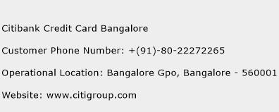 Citibank Credit Card Bangalore Phone Number Customer Service
