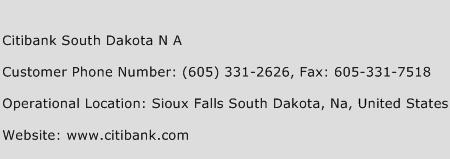 Citibank South Dakota N A Phone Number Customer Service