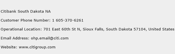 Citibank South Dakota NA Phone Number Customer Service