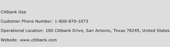 Citibank USA Phone Number Customer Service