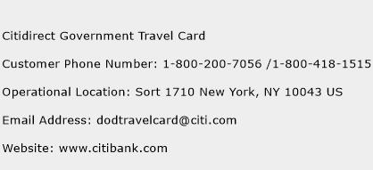 Citidirect Government Travel Card Phone Number Customer Service