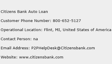Citizens Bank Auto Loan Phone Number Customer Service