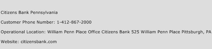 Citizens Bank Pennsylvania Phone Number Customer Service