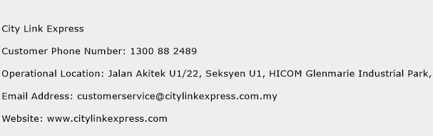 City Link Express Phone Number Customer Service