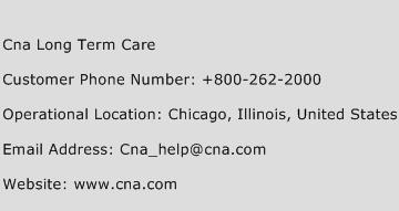 Cna Long Term Care Phone Number Customer Service