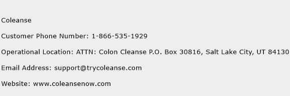 Coleanse Phone Number Customer Service