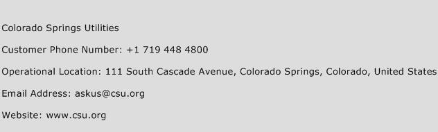 Colorado Springs Utilities Phone Number Customer Service