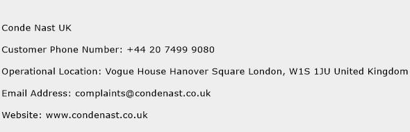 Conde Nast UK Phone Number Customer Service