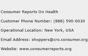 Consumer Reports On Health Phone Number Customer Service