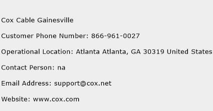 Cox Cable Gainesville Phone Number Customer Service