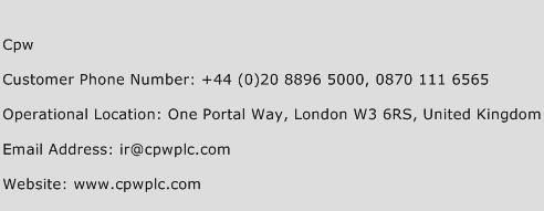 Cpw Phone Number Customer Service