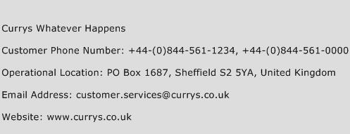 Currys Whatever Happens Phone Number Customer Service